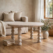 Salted Oak mango wood coffee table with turned spindle legs styled in a living room