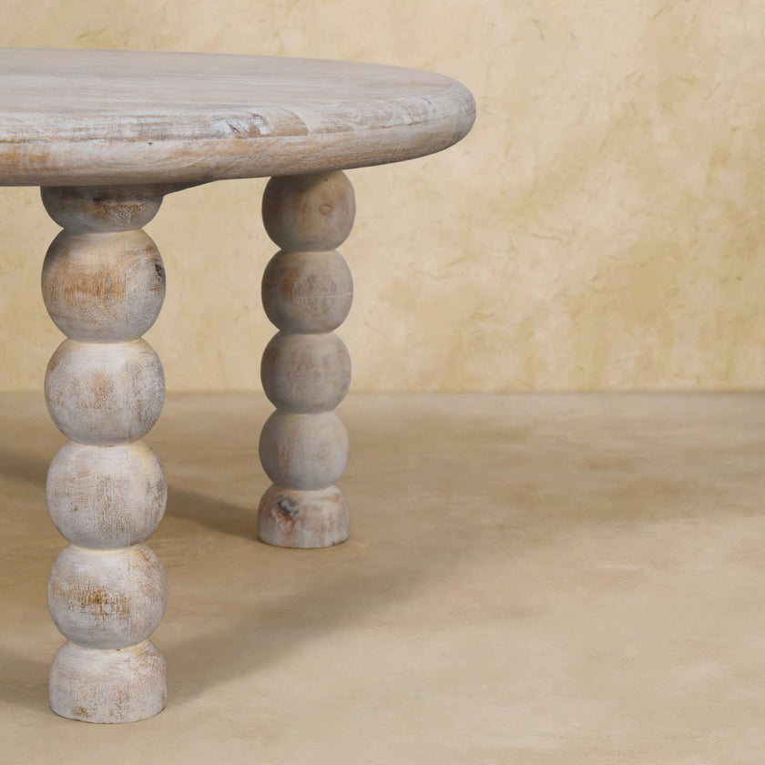 Salted Oak mango wood coffee table as a centerpiece in a living space