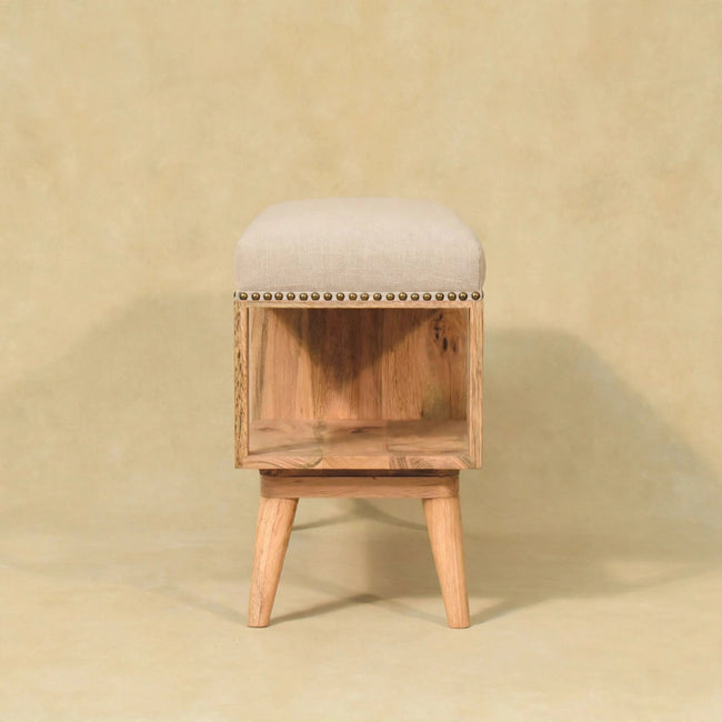 Studded Linen Open Bench
