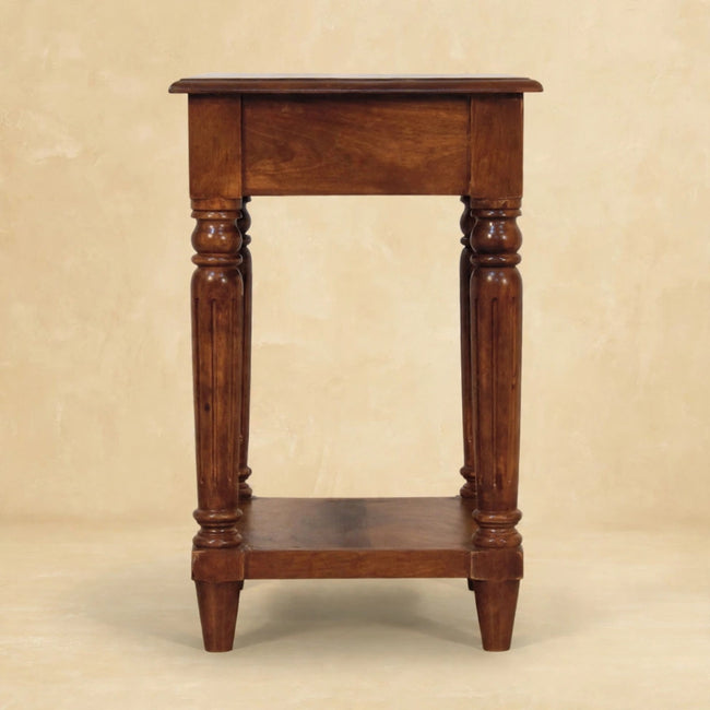 Turned Legs Chestnut 1 Drawer Side Table