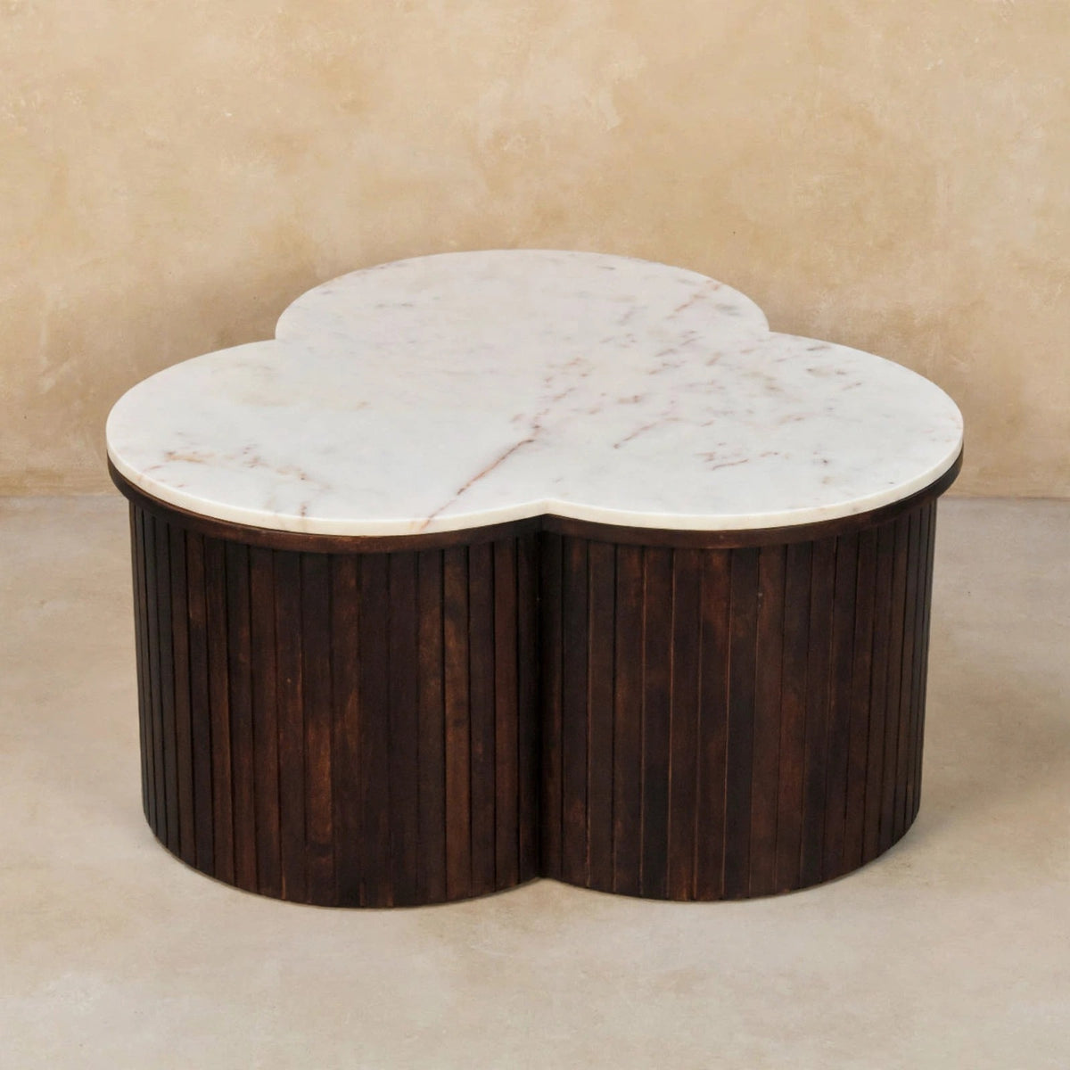 White marble top of the Verona coffee table in a living room